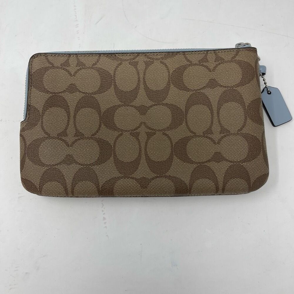 Coach - Double Corner Zip Wristlet In Signature Canvas NWOT - Picture 2 of 6
